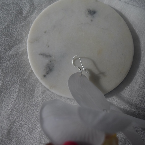 White Phalaenopsis Orchid True Touch Artificial Earrings. - Picture 7 of 10